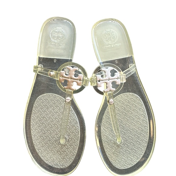 New TORY BURCH Mini Miller Clear Jelly Thong Logo Sandals, Size 8 M - Picture 5 of 8